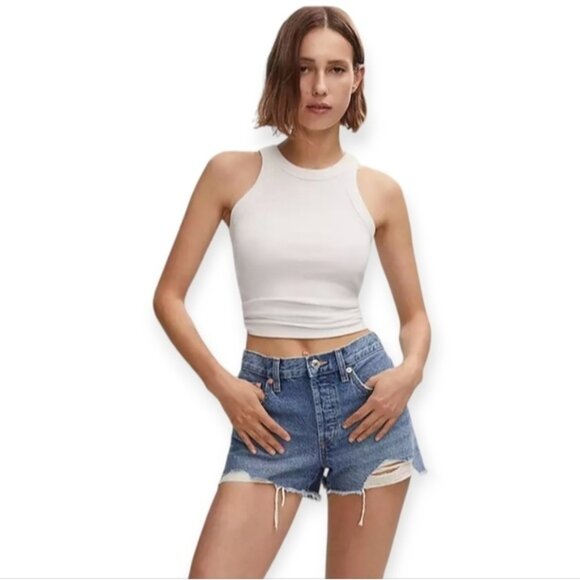 MNG Mango Hailey Distressed Shorts Size 4 / 27 inch Waist - Picture 1 of 10